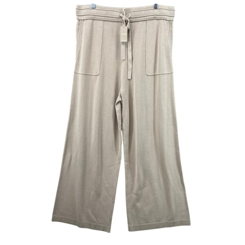 NWT Haven Well‎ Within Pants Womens XL Knit Lounge Beige Organic Cotton Wide Leg
